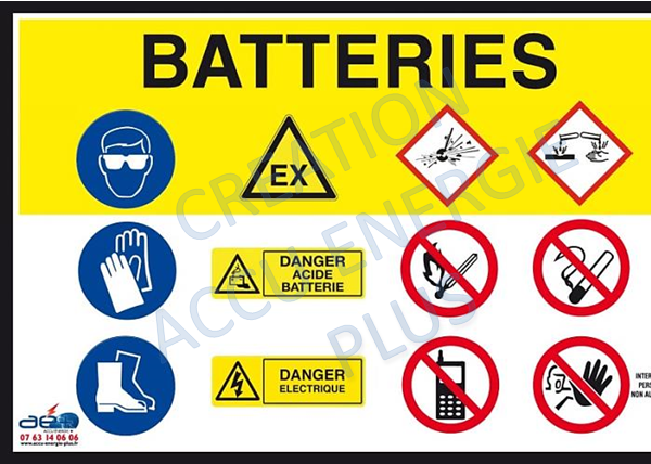 Panneau affichage prévention dangers batteries