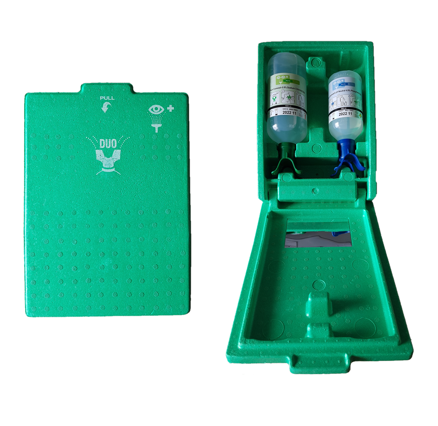 Station De Lavage Oculaire Stérile Fixable Au Mur - Kit Premiers Secours Vert Haute Visibilité